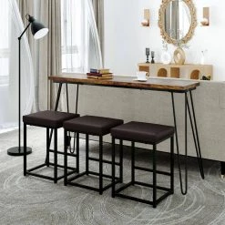 4-Piece Rectangular Wood Top Brown Bar Table Set by Wateday 15 4-Piece Rectangular Wood Top Brown Bar Table Set by Wateday -Wateday Sales Store brown wateday dining room sets yj yuki9595559 31 1000