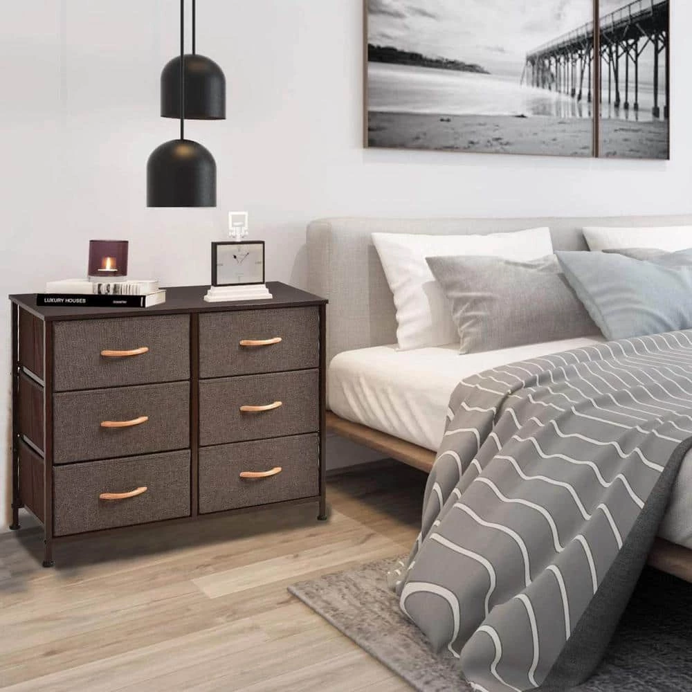 6-Drawer Brown Dresser Storage Tower (31.5 in. H x 11.42 in. W x 22.52 in. D) by Wateday 5 6-Drawer Brown Dresser Storage Tower (31.5 in. H x 11.42 in. W x 22.52 in. D) by Wateday - Image 5