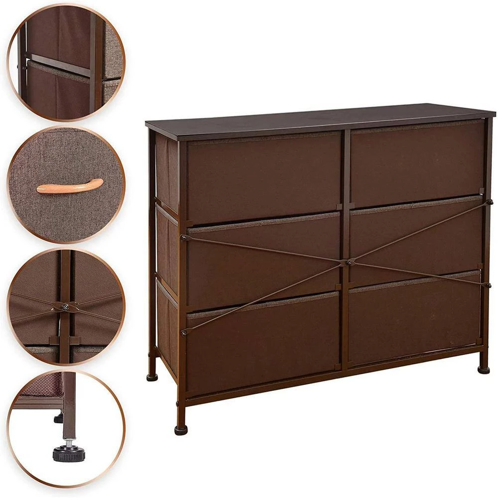 6-Drawer Brown Dresser Storage Tower (31.5 in. H x 11.42 in. W x 22.52 in. D) by Wateday 4 6-Drawer Brown Dresser Storage Tower (31.5 in. H x 11.42 in. W x 22.52 in. D) by Wateday - Image 4