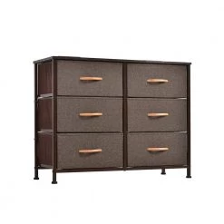 6-Drawer Brown Dresser Storage Tower (31.5 in. H x 11.42 in. W x 22.52 in. D) by Wateday