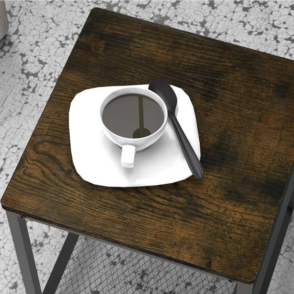 15.80 in. Brown Short Square Wood Side Table with Storage Bag by Wateday 5 15.80 in. Brown Short Square Wood Side Table with Storage Bag by Wateday - Image 5