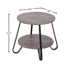 18.10 in. Brown Round Short Wood End Table with 2-Tiers by Wateday -Wateday Sales Store brown wateday end side tables yj yuki9596508 40 1000