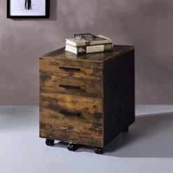 Brown File Cabine with 3-Drawers and Casters by Wateday -Wateday Sales Store brown wateday file cabinets yj yuki9596613 31 1000