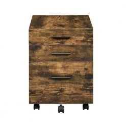 Brown File Cabine with 3-Drawers and Casters by Wateday