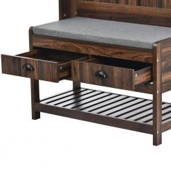 Brown Hall Tree with Hooks and Storage Bench by Wateday -Wateday Sales Store brown wateday hall trees yj yuki9596438 1f 1000