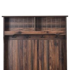 Brown Hall Tree with Hooks and Storage Bench by Wateday -Wateday Sales Store brown wateday hall trees yj yuki9596438 4f 1000