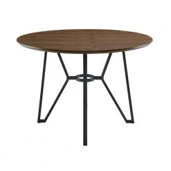 41.93 in. Round Brown Wood Table with Metal Frame (Seats 4) by Wateday