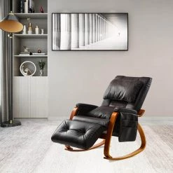 Brown PU Leather Massage Rocking Chair Side Chair by Wateday -Wateday Sales Store brown wateday massage chairs yj yuki9596577 31 1000