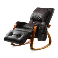 Brown PU Leather Massage Rocking Chair Side Chair by Wateday