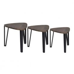 21.1 in. Brown Short Triangle Wood Top Nesting End Table (Set of 3) by Wateday