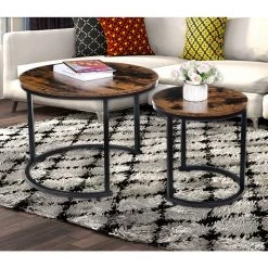 26.62 in. Brown Small Round Wood Nest Coffee Table with 2 Pieces by Wateday 9 26.62 in. Brown Small Round Wood Nest Coffee Table with 2 Pieces by Wateday -Wateday Sales Store brown wateday nesting tables yj yuki9596171 31 1000