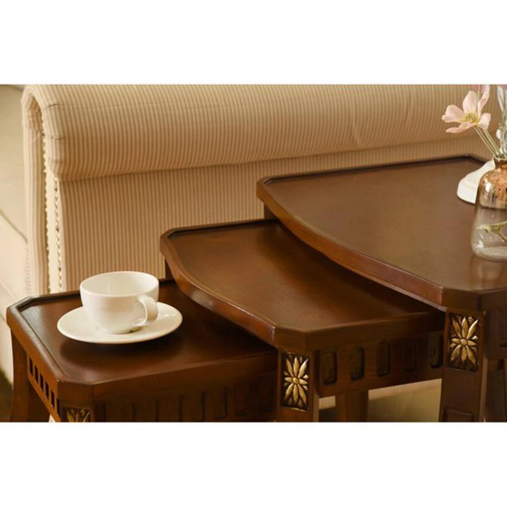 22 in. Brown Short Rectangular Wood Nesting Side Table with 3-Piece by Wateday 5 22 in. Brown Short Rectangular Wood Nesting Side Table with 3-Piece by Wateday - Image 5