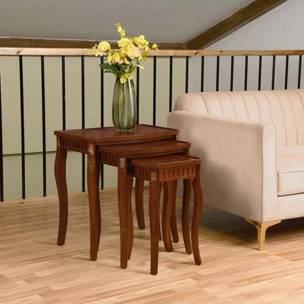 22 in. Brown Short Rectangular Wood Nesting Side Table with 3-Piece by Wateday 7 22 in. Brown Short Rectangular Wood Nesting Side Table with 3-Piece by Wateday - Image 7