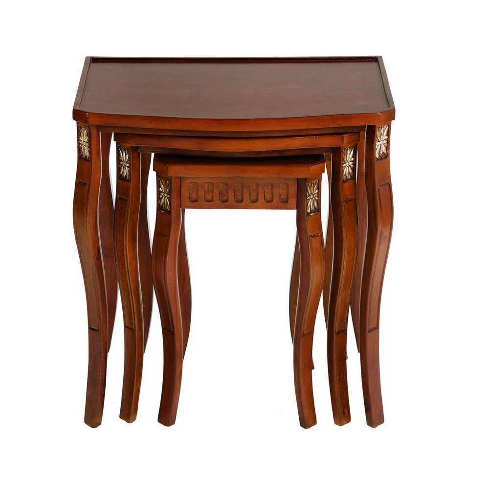 22 in. Brown Short Rectangular Wood Nesting Side Table with 3-Piece by Wateday 4 22 in. Brown Short Rectangular Wood Nesting Side Table with 3-Piece by Wateday - Image 4