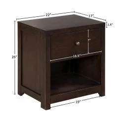 1-Drawer Brown Nightstand, 25"H x 17"W x 22"L by Wateday 8 1-Drawer Brown Nightstand, 25"H x 17"W x 22"L by Wateday -Wateday Sales Store brown wateday nightstands yj yuki9595406 4f 1000