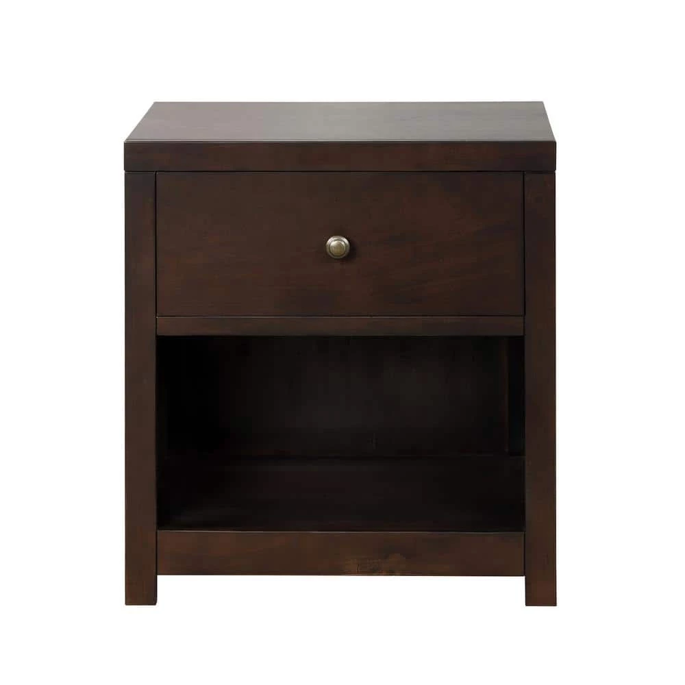 1-Drawer Brown Nightstand, 25"H x 17"W x 22"L by Wateday 1 1-Drawer Brown Nightstand, 25"H x 17"W x 22"L by Wateday