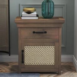 1-Drawer Brown Nightstand, 27.3"H x 15.7"W x 24"L by Wateday 11 1-Drawer Brown Nightstand, 27.3"H x 15.7"W x 24"L by Wateday -Wateday Sales Store brown wateday nightstands yj yuki9595416 1f 1000