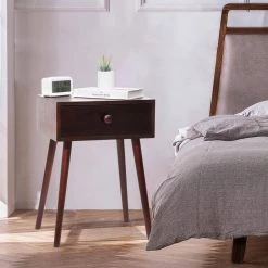 1-Drawer Brown Nightstand, 21.85 in. H x 15.75 in. W x 11.81 in. D by Wateday -Wateday Sales Store brown wateday nightstands yj yuki9596024 31 1000