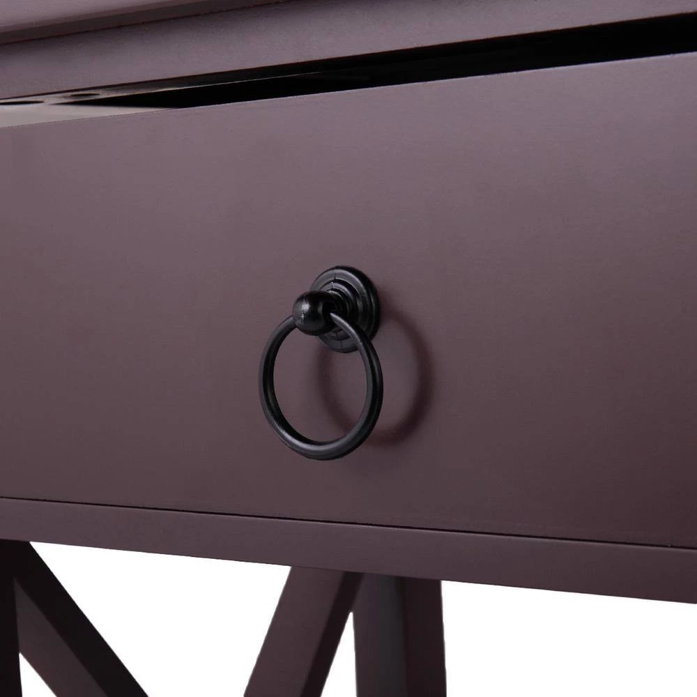 1-Drawer Brown Nightstand 21 in. H x 12 in. W x 15.9 in. D (Set of 2) by Wateday 4 1-Drawer Brown Nightstand 21 in. H x 12 in. W x 15.9 in. D (Set of 2) by Wateday - Image 4