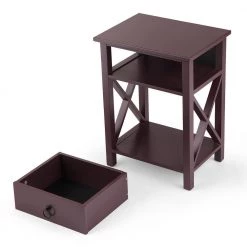 1-Drawer Brown Nightstand 21 in. H x 12 in. W x 15.9 in. D (Set of 2) by Wateday 9 1-Drawer Brown Nightstand 21 in. H x 12 in. W x 15.9 in. D (Set of 2) by Wateday -Wateday Sales Store brown wateday nightstands yj yuki9596137 c3 1000