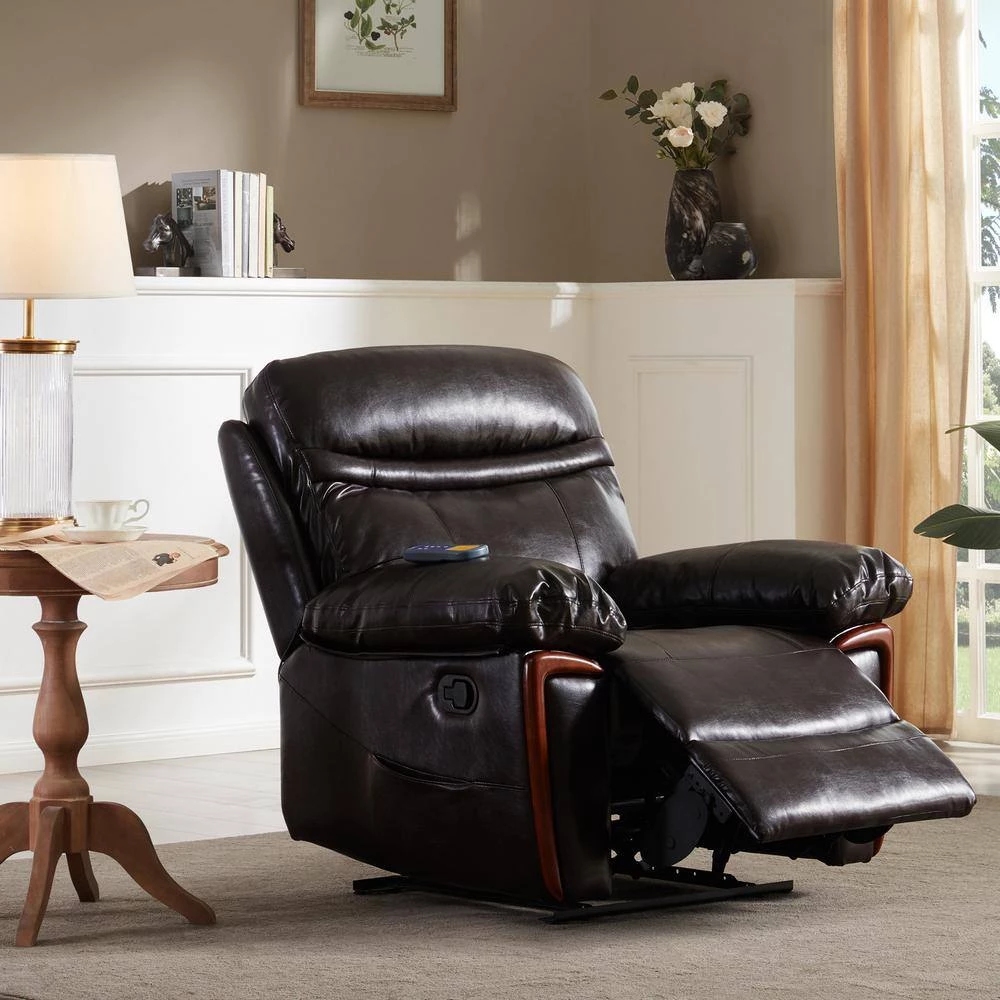 Brown PU Leather Massage Recliner with Heating and Massage Vibrating Function by Wateday 8 Brown PU Leather Massage Recliner with Heating and Massage Vibrating Function by Wateday - Image 8