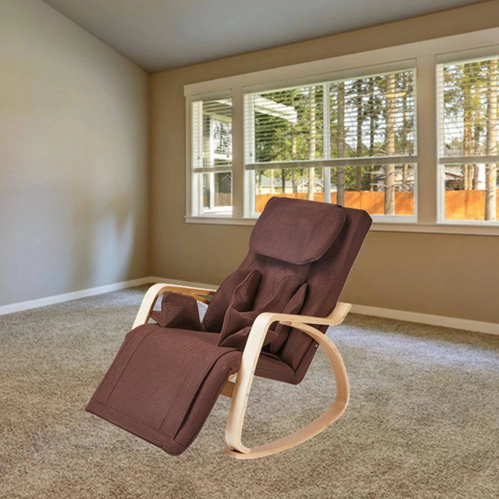 Brown Linen Relax Rocking Recliner with Cotton Fabric Cushion by Wateday 8 Brown Linen Relax Rocking Recliner with Cotton Fabric Cushion by Wateday - Image 8