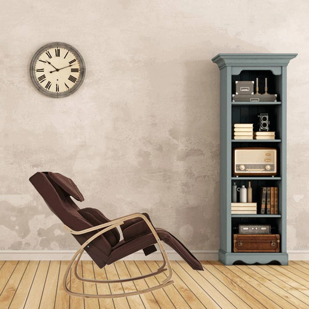 Brown Linen Relax Rocking Recliner with Cotton Fabric Cushion by Wateday 2 Brown Linen Relax Rocking Recliner with Cotton Fabric Cushion by Wateday - Image 2