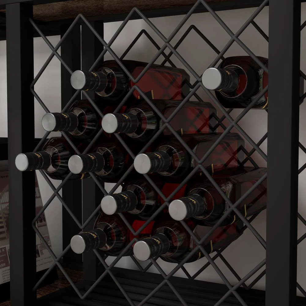 Brown Buffet Table with Shelves and Wine Rack by Wateday 5 Brown Buffet Table with Shelves and Wine Rack by Wateday - Image 5