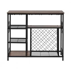 Brown Buffet Table with Shelves and Wine Rack by Wateday