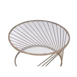 32 in. L Champagne Round Glass Coffee Table with Metal Frame by Wateday 6 32 in. L Champagne Round Glass Coffee Table with Metal Frame by Wateday -Wateday Sales Store champagne wateday coffee tables yj yuki9595707 c3 1000