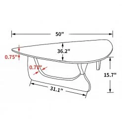 51 .18" Cherry Triangle Glass Top Coffee Table with Wood Base by Wateday -Wateday Sales Store cherry wateday coffee tables yj yuki9595588 44 1000