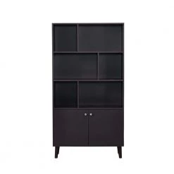 67.32 in. Coffee Wood 6-Shelf Standard Bookcase with Doors by Wateday