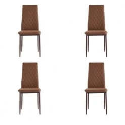 Coffee Color PU Leather Dining Chair Set of 4 by Wateday