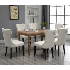Cream Upholstered Dining Chair (Set of 6) by Wateday -Wateday Sales Store cream wateday dining chairs yj yuki9596176 31 1000