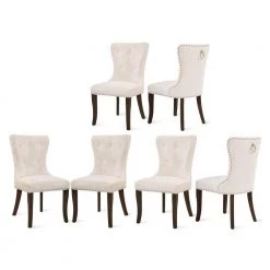 Cream Upholstered Dining Chair (Set of 6) by Wateday