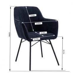 Dark Blue Fabric Dining Chair Side Chair with Metal Legs by Wateday -Wateday Sales Store dark blue wateday dining chairs yj yuki9596425 44 1000