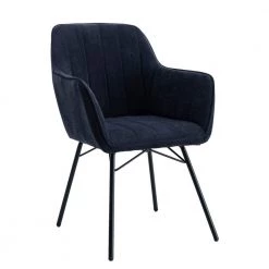 Dark Blue Fabric Dining Chair Side Chair with Metal Legs by Wateday