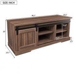 Dark Brown Storage Bench with a Sliding Door and Adjustable Shelf, 18"H x 15.6"W x 46.7"L by Wateday -Wateday Sales Store dark brown wateday dining benches yj yuki9595356 1f 1000