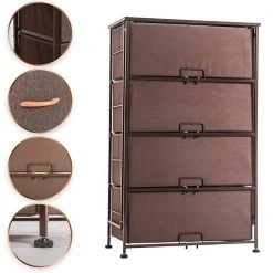 4-Drawer Dark Brown Dresser Storage Tower (37 in. H x 22.83 in. W x 11.81 in. D) by Wateday -Wateday Sales Store dark brown wateday dressers yj yuki9596742 1f 1000