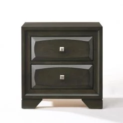 2-Drawer Dark Brown Nightstand 24 in. H x 17 in. W x 24 in. D by Wateday