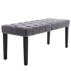 Dark Gray Velvet Tufted Bench (18.90"H X 45.28"W X 16.93"D) by Wateday 13 Dark Gray Velvet Tufted Bench (18.90"H X 45.28"W X 16.93"D) by Wateday -Wateday Sales Store dark gray wateday bedroom benches yj yuki9597381 44 1000
