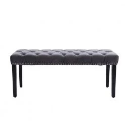 Dark Gray Velvet Tufted Bench (18.90"H X 45.28"W X 16.93"D) by Wateday