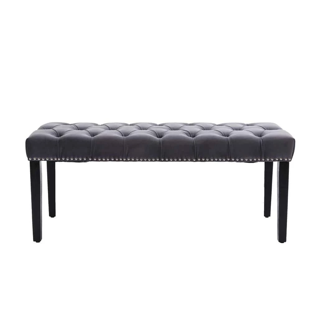 Dark Gray Velvet Tufted Bench (18.90"H X 45.28"W X 16.93"D) by Wateday 1 Dark Gray Velvet Tufted Bench (18.90"H X 45.28"W X 16.93"D) by Wateday