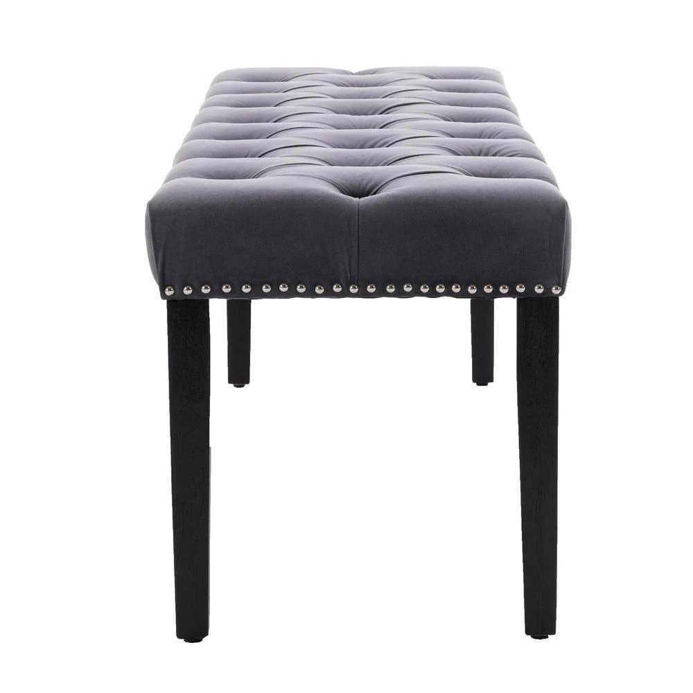 Dark Gray Velvet Tufted Bench (18.90"H X 45.28"W X 16.93"D) by Wateday 2 Dark Gray Velvet Tufted Bench (18.90"H X 45.28"W X 16.93"D) by Wateday - Image 2