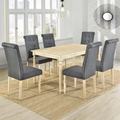 7-Piece Rectangular Wood Top Gray Dining Table Set by Wateday -Wateday Sales Store dark gray wateday dining room sets yj yuki9596115 31 1000