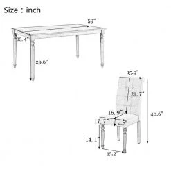 7-Piece Rectangular Wood Top Gray Dining Table Set by Wateday -Wateday Sales Store dark gray wateday dining room sets yj yuki9596115 fa 1000