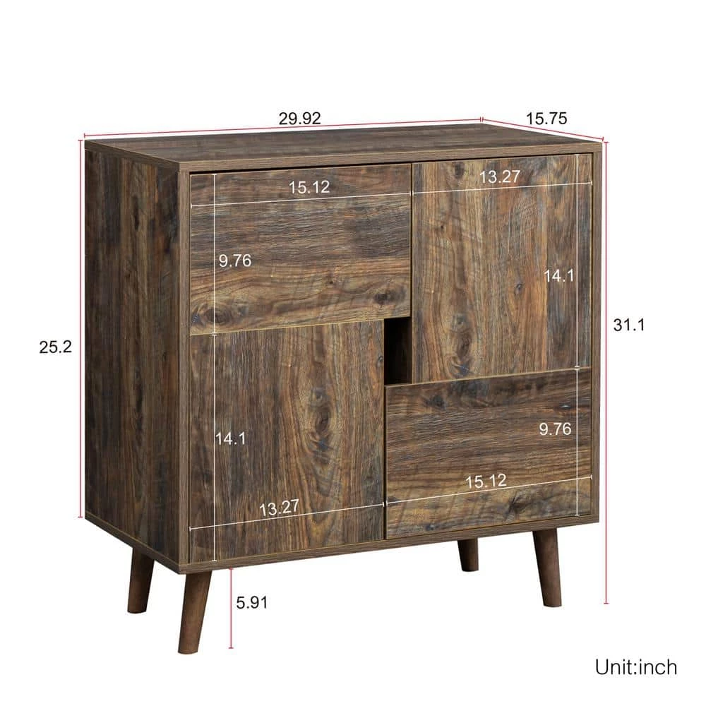 Espresso Storage Cabinet with Four Storage Spaces Sideboard by Wateday 8 Espresso Storage Cabinet with Four Storage Spaces Sideboard by Wateday - Image 8