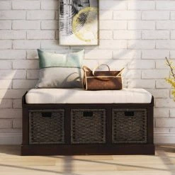 Espresso Storage Bench with Removable Cushion 17 in. H x 15.7 in. W x 43.7 in. L by Wateday 15 Espresso Storage Bench with Removable Cushion 17 in. H x 15.7 in. W x 43.7 in. L by Wateday -Wateday Sales Store espresso wateday bedroom benches yj yuki9595272 31 1000