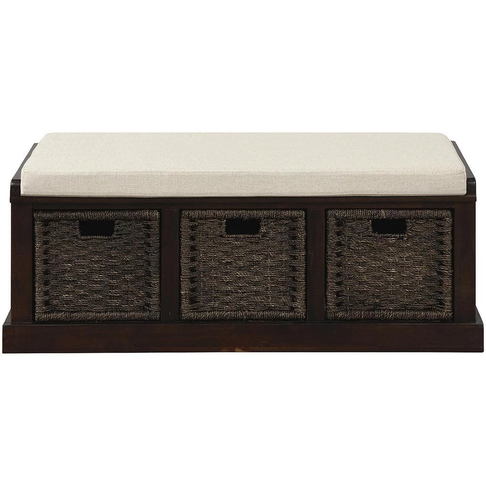 Espresso Storage Bench with Removable Cushion 17 in. H x 15.7 in. W x 43.7 in. L by Wateday 1 Espresso Storage Bench with Removable Cushion 17 in. H x 15.7 in. W x 43.7 in. L by Wateday