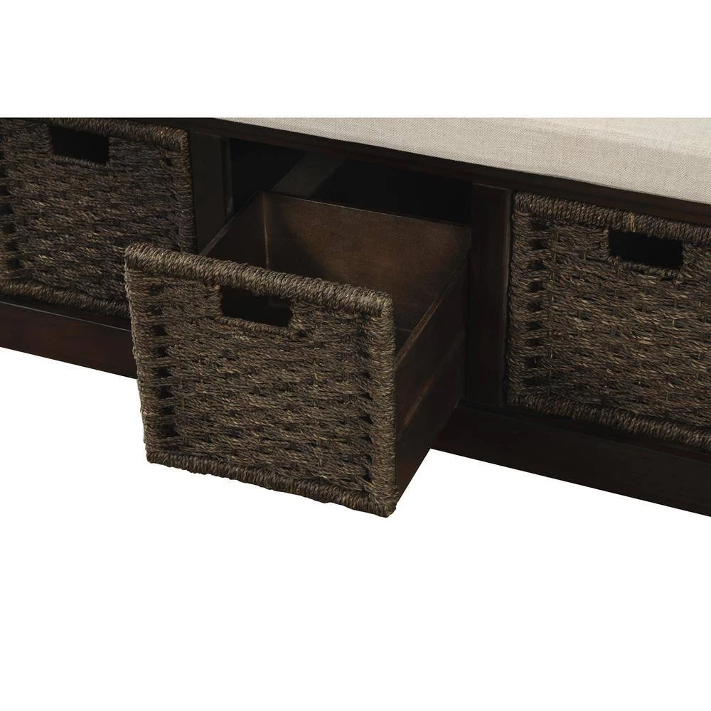 Espresso Storage Bench with Removable Cushion 17 in. H x 15.7 in. W x 43.7 in. L by Wateday 4 Espresso Storage Bench with Removable Cushion 17 in. H x 15.7 in. W x 43.7 in. L by Wateday - Image 4